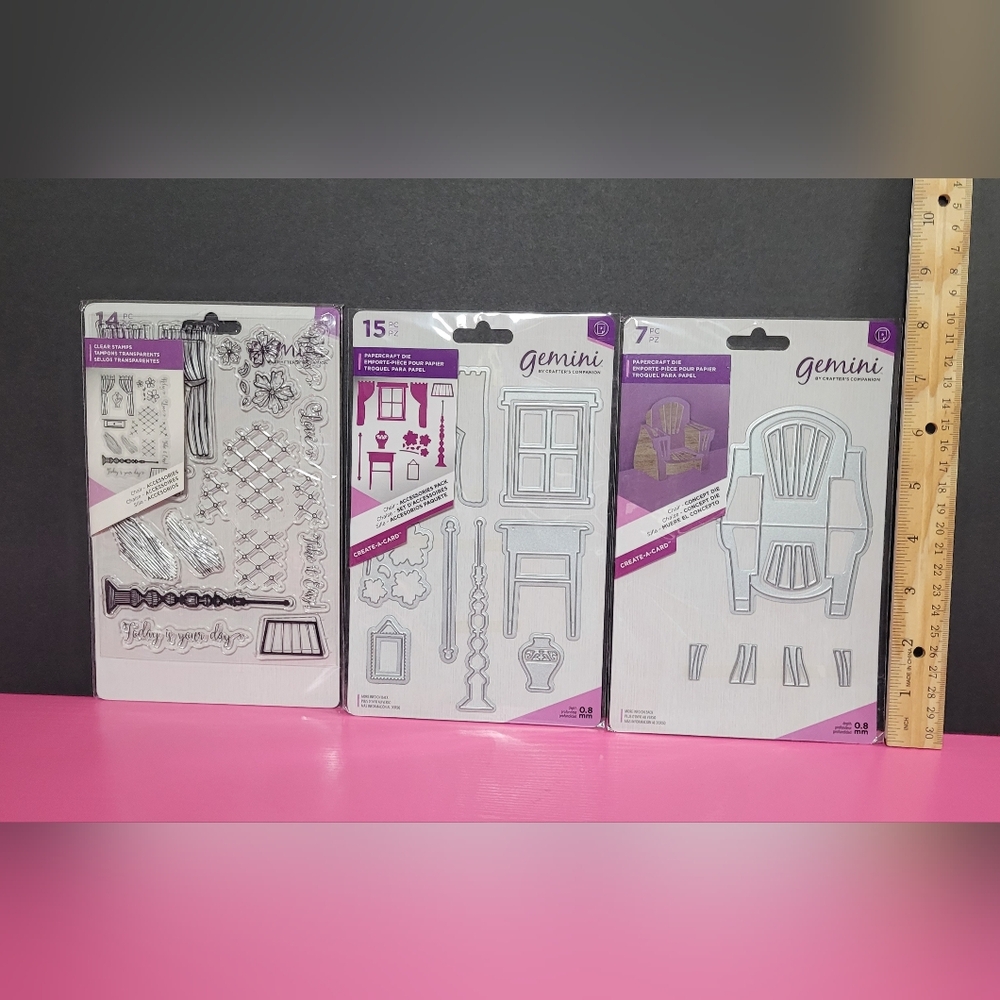 Crafter's Companion Create-A-Card Chair Stamp And Dies (0078)